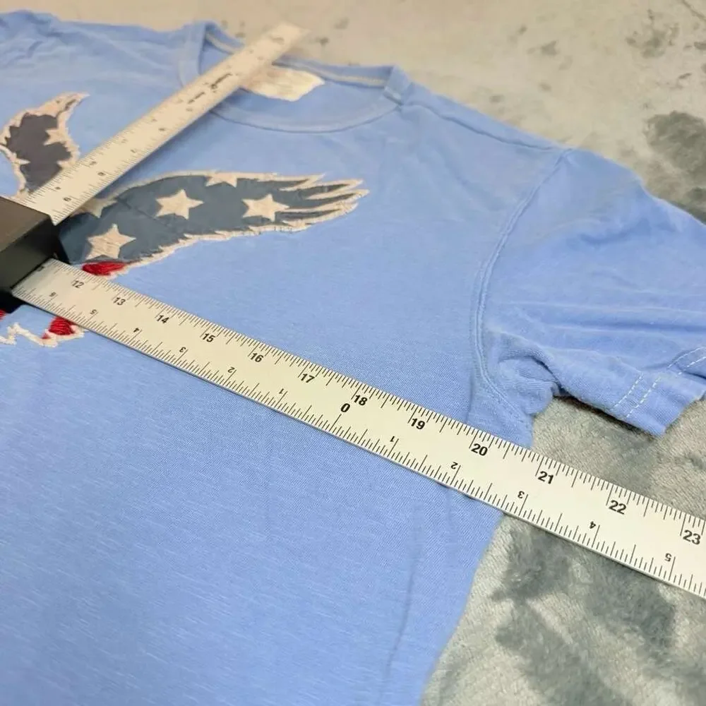 American Eagle Men Sz L Blue Stars Stripes Eagle Flag Patch Y2K Distressed USA - Picture 9 of 13